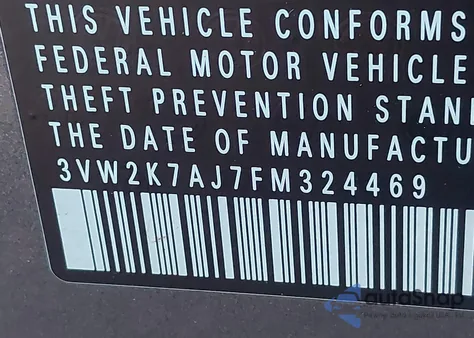 2015 Volkswagen Jetta 2.0L S из США, поврежденный, VIN 3VW2K7AJ7FM324469